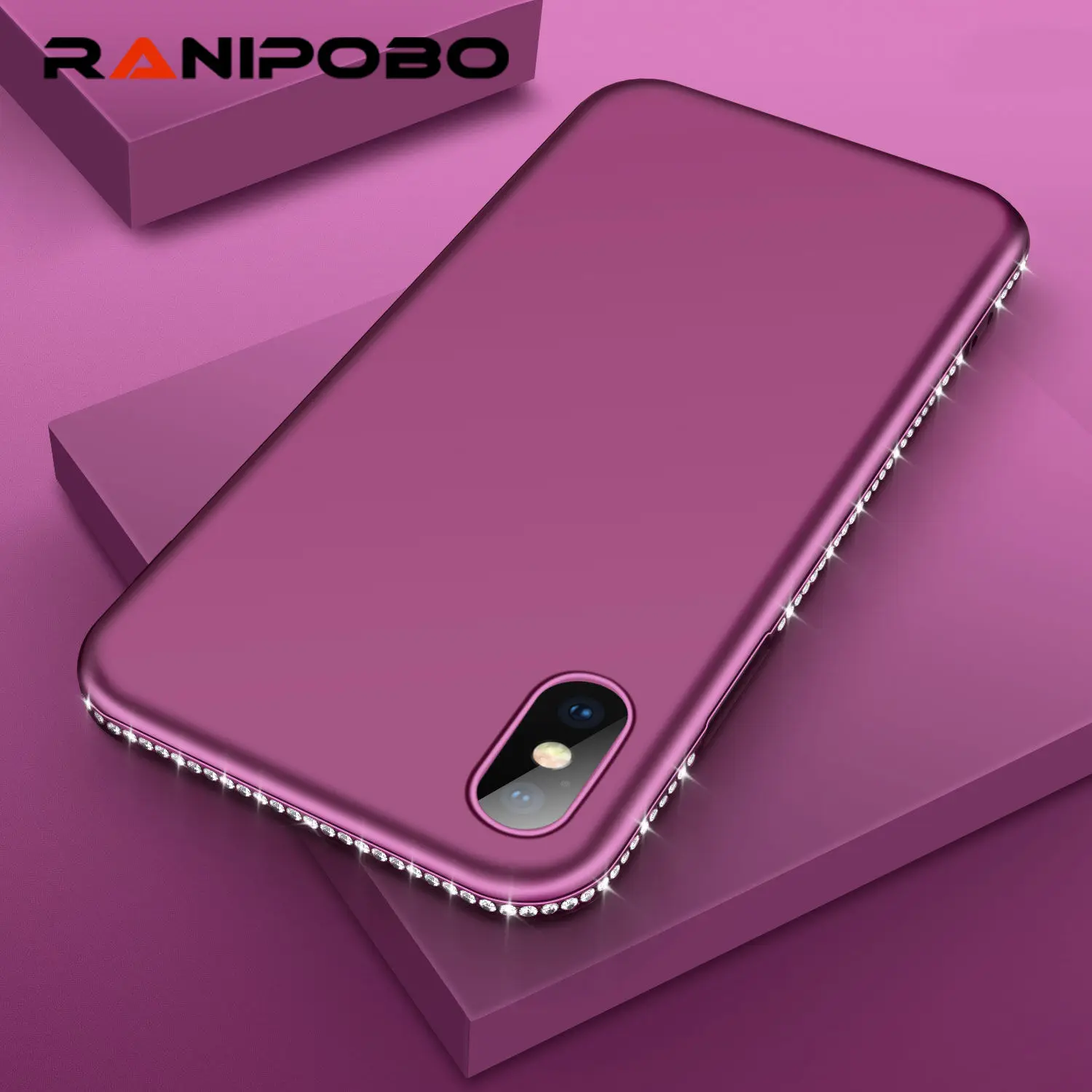 

Rhinestone Silicone Phone Case For iPhone X 5 7 8 6 6S Plus 7 7Plus 8 8Plus Shining Glitter TPU Soft Matte Back Cover