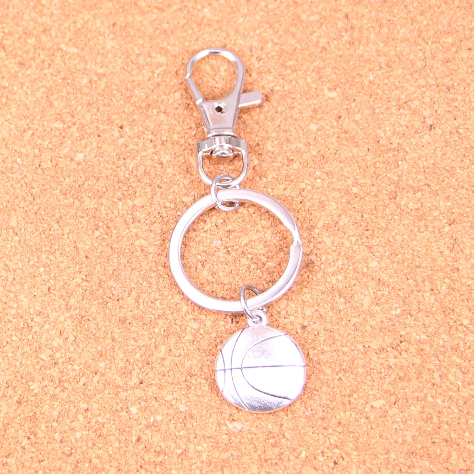 Double Sided Basketball Keychain Silver Swivel Lobster Clasp Clips Handbag Car Charms Jewelry