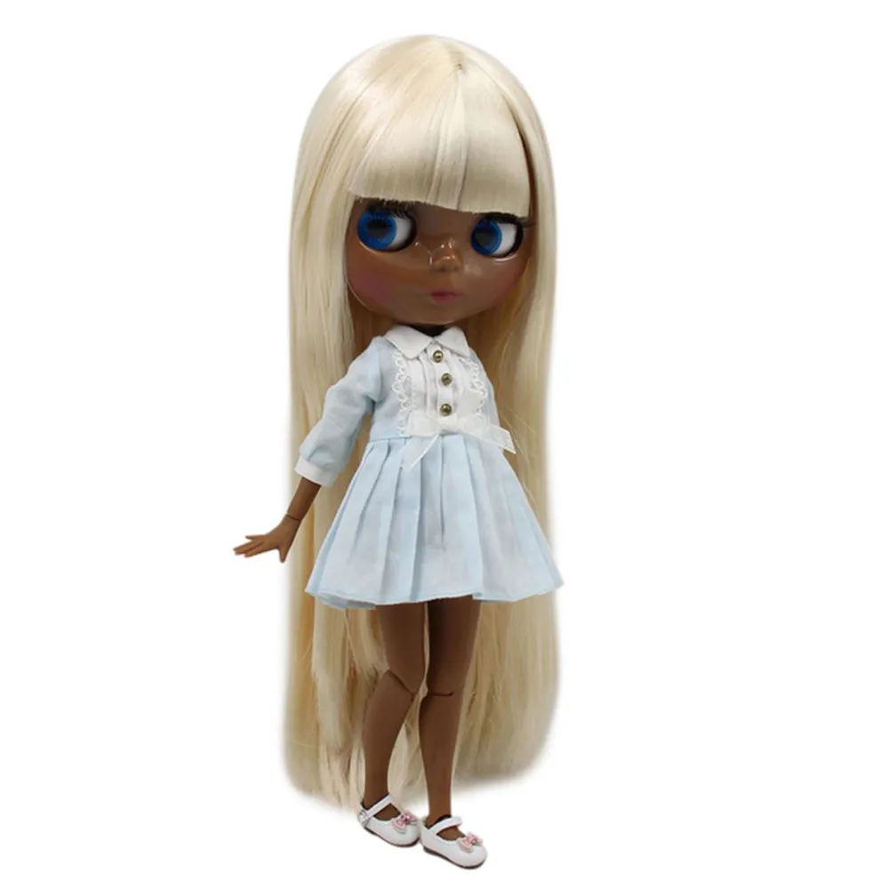 ICY DBS Blyth bjd dolls super black skin tone Elegant and versatile soft straight hair joint body BL6025