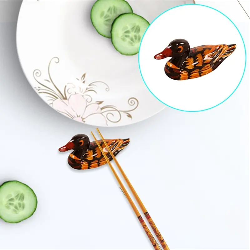 1 PC Cute Duck Chopstick Stand Rest Rack Spoon Fork Traditional