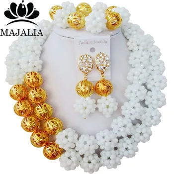 

Fashion Nigeria Wedding african beads jewelry set white Crystal necklace bracelet Bridal Jewelry sets Free shipping G-78