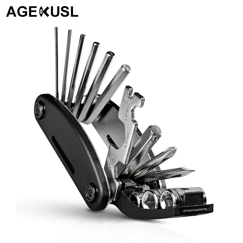 

AGEKUSL 16 in 1 Bicycle Repair Tools Mini Multifunction Kit MTB Mountain Bike Tools Cycling Folding Screwdriver Hexagon Wrench