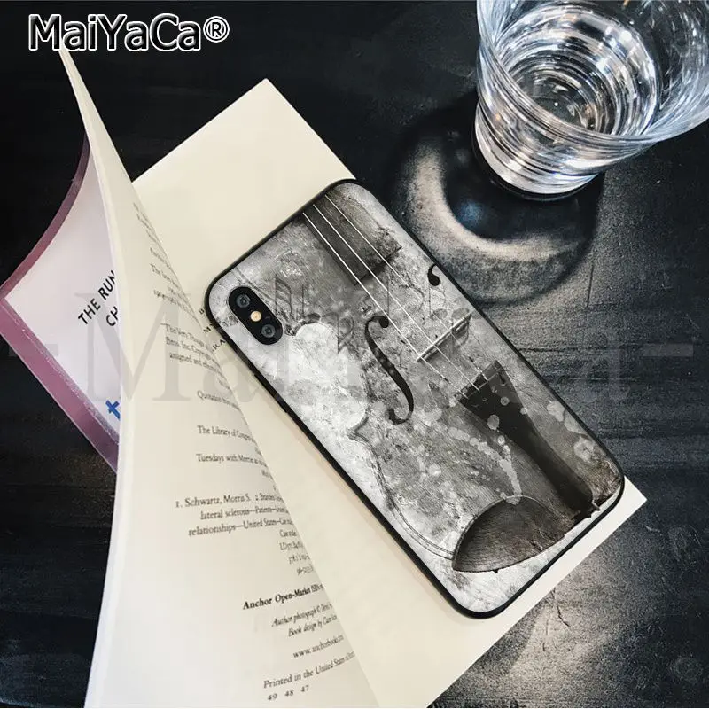 MaiYaCa آلة موسيقية الكمان لينة المطاط الأسود جراب هاتف ل أبل فون 8 7 6 6 S زائد X XS ماكس 5 5 S SE XR الهواتف المحمولة