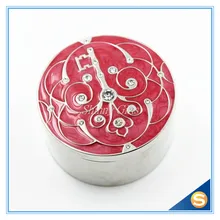 Wedding Favor Round Shape Metal Jewelry Box Ring Holder Small Gadget