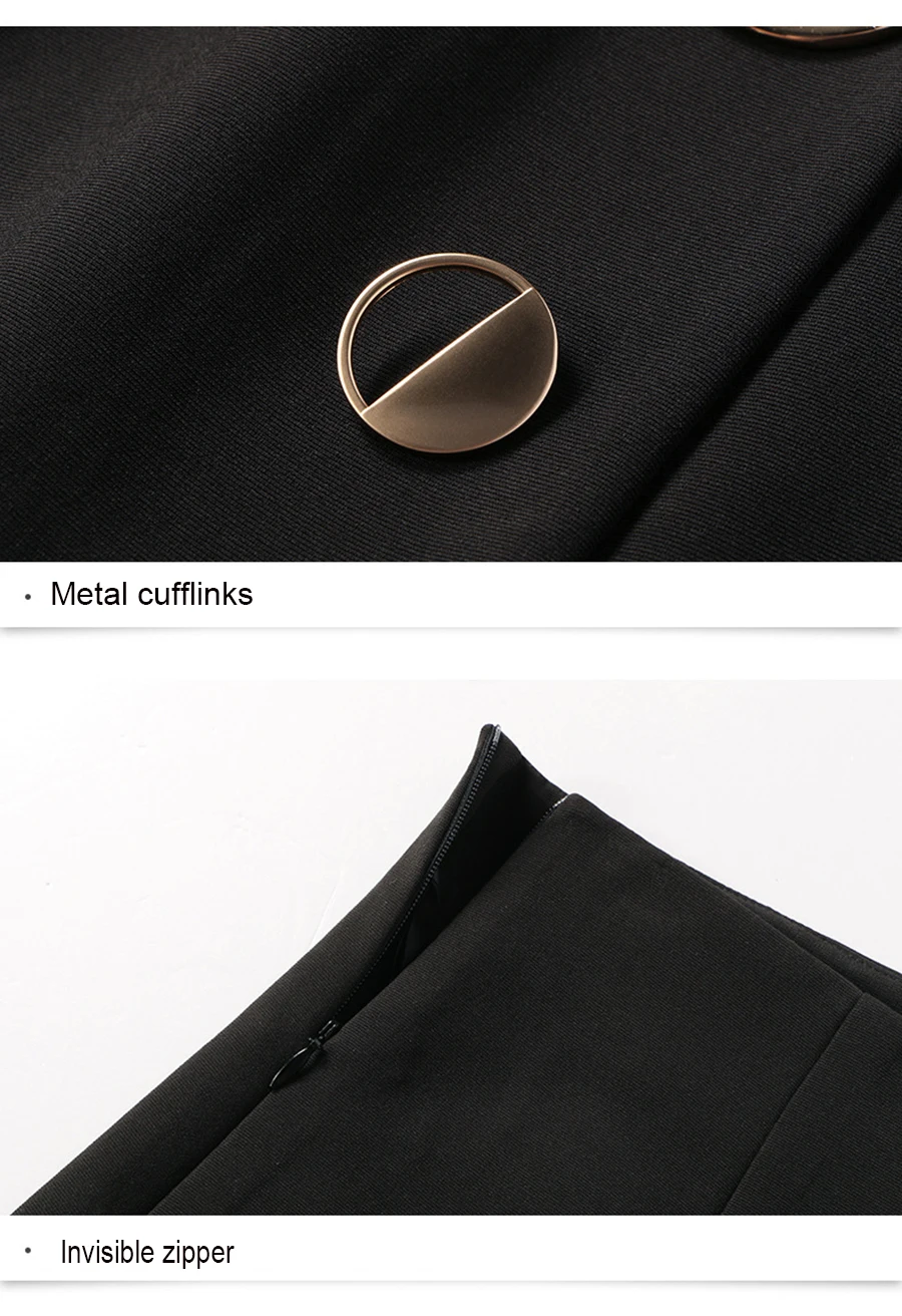 Autumn Winter Women Sexy Skirts High Waist Black Knee-Length Splitting Skirt Office Lady Business Type Wrap Skirt Single Button (18)