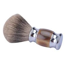 Новое поступление искусственный Роговая ручка щетка для бритья, акриловая ручка из бычьего рога кисточка для бритья из чистой барсучьей шерсти