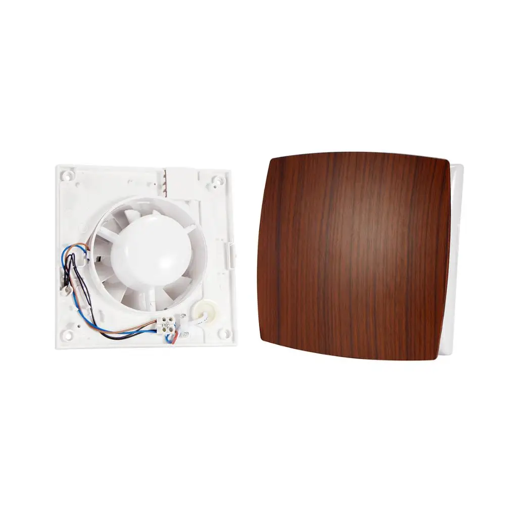 4'' Silent Exhaust Fan Kitchen Bathroom Toilet Window Wall Mounted Ventilation Blower Air Cleaning Cooling Vent Fan Wood Pattern