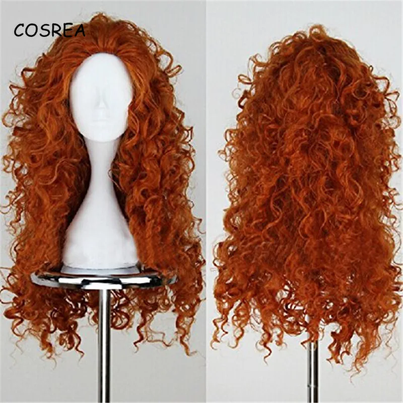 

Brave Princess Merida Kinky Curly Wig Adult Costume Synthetic Wig Water Wave Wig Wavy Long Women Girls Hairpiece Toupee