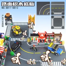 Городская дорога, улица, опорная плита, прямой перекресток, кривая Т-образная развязка, строительные блоки, 8810 8811, базовая пластина, совместимые с классическими кирпичами