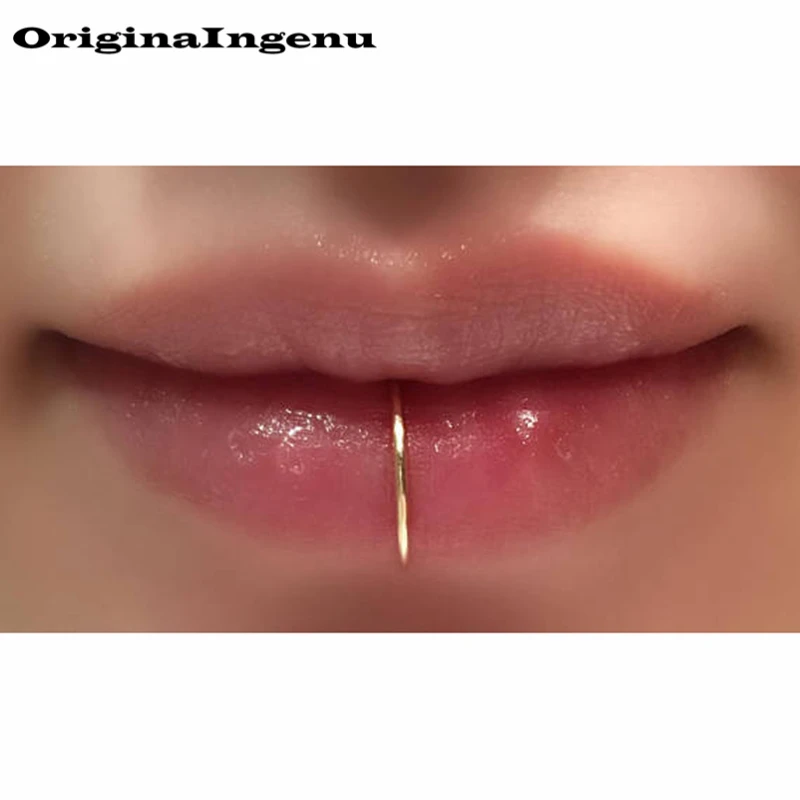

Grillz Jewelry Piercing Lip Ring Handmade Gold Exquisite C-Shape Cuff Punk Fashion Simple Unisex Body Jewelry Fake Piercing