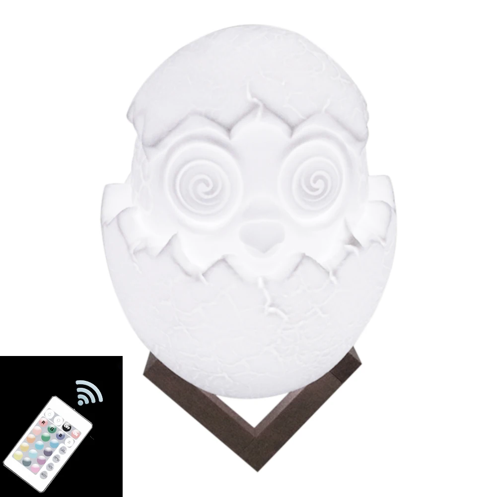 

USB charging night light 3D Print eggshell lamp Touch switch bedroom bookcase LED night light remote control 16 color Change