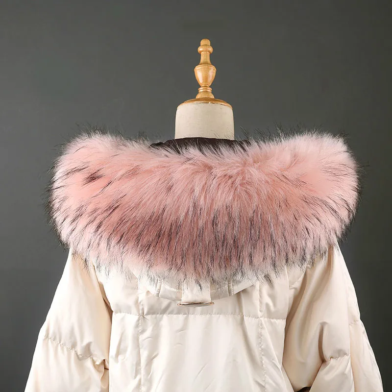 

New Faux Raccoon Fur Scarf Winter coat Hood Fur decor shawl multicolor Fake Fur Scarf Winter Men Coat Fur Collar