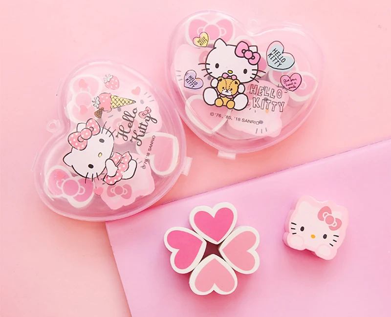 6 шт./коробку мультфильм кошка hello kitty Сердце бантом ластик милые дети письма коррекции карандаш резиновая ластики Kawaii подарок