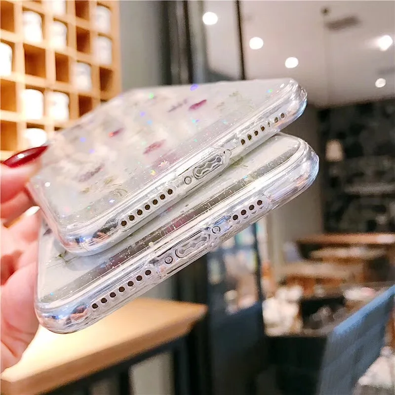 Чехол Tfshining с настоящими цветами для iPhone 11X6 6S 7 8 Plus XR XS Max 11 Pro прозрачный чехол из