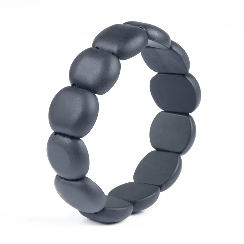 100%Quality Real Bianshi Black Natural Stone Bracelet Carve Black Beads Bracelet For Men&Women Jewelry