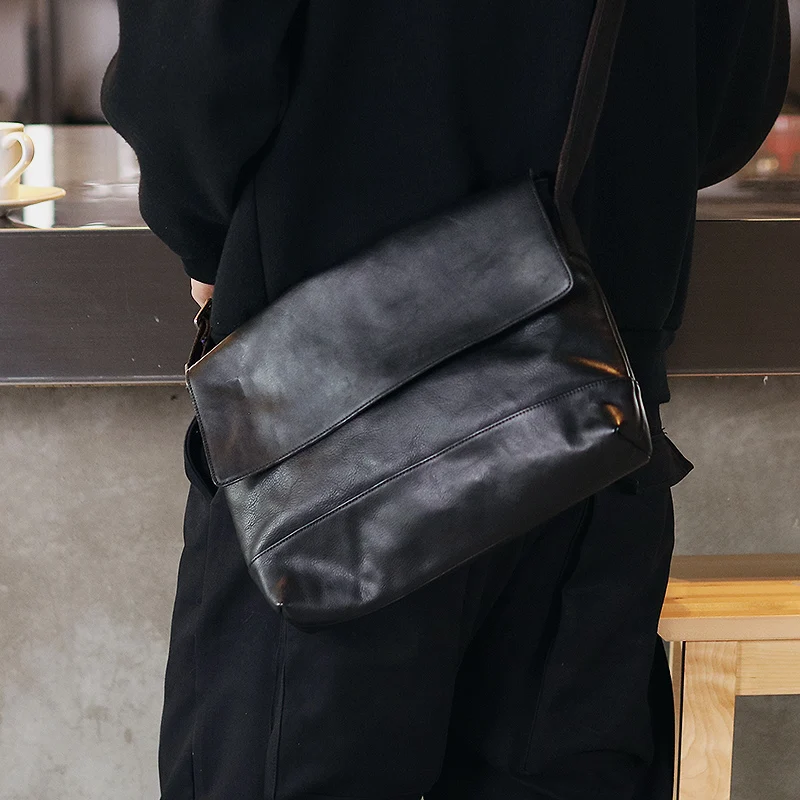 LANSPACE font b men s b font leather messenger font b bag b font font b