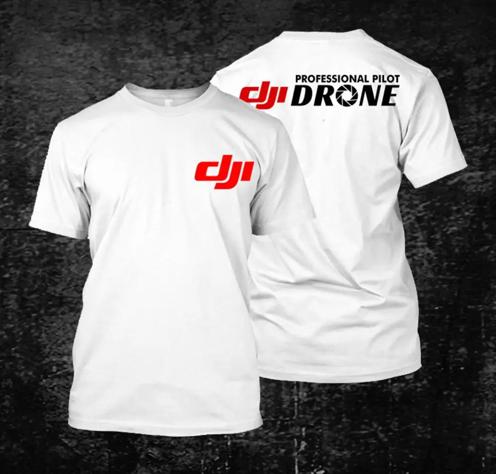 Летняя DJI Профессиональный пилот Дрон Мужская хлопковая футболка Harajuku черный повседневный принт размера плюс S-3XL с круглым вырезом футболки - Цвет: WHITE MEN 2