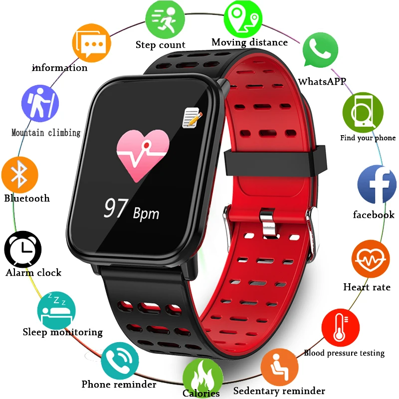 

2019 New Fullscreen Touch Smart Bracelet Heart Rate Blood Pressure Monitor Fitness Tracker Sport Watch Pedometer Smart Band+Box
