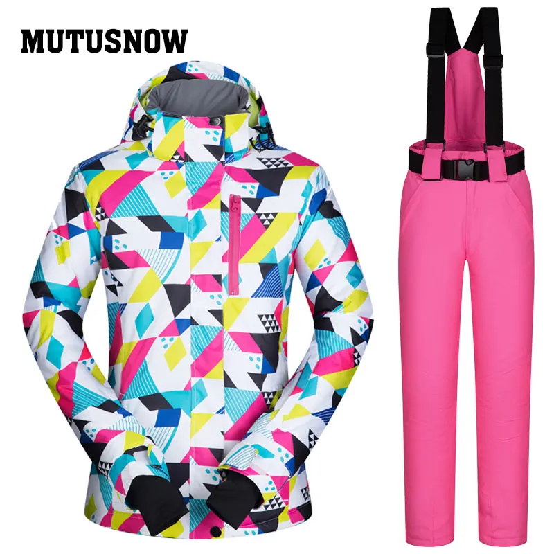 MUTUSNOW العلامة التجارية النساء سترة تزلج بانت على الجليد دعوى يندبروف ماء مقنعين الشتاء الملابس بنطلون الرياضة في الهواء الطلق ارتداء بدلة