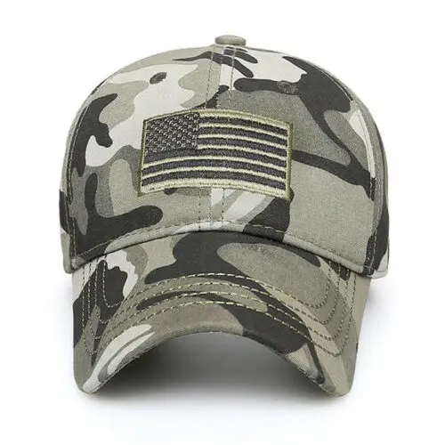 New Men American Sports Tonal Flag Patch Embroidery Curved Cap Military Tactical Operator Detachable Baseball Army Camo Hat