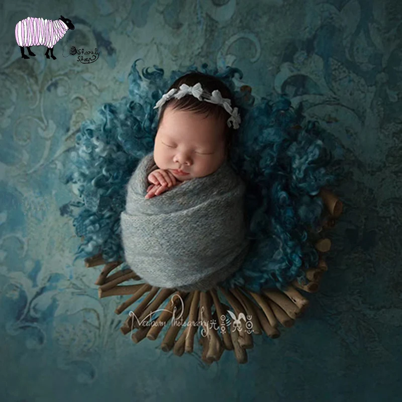 Newborn Baby Photography Wooden Basket Props Infant Photo Shoot Accessories Baby Photo Shoot Handmade Wood Basket bebe foto Prop