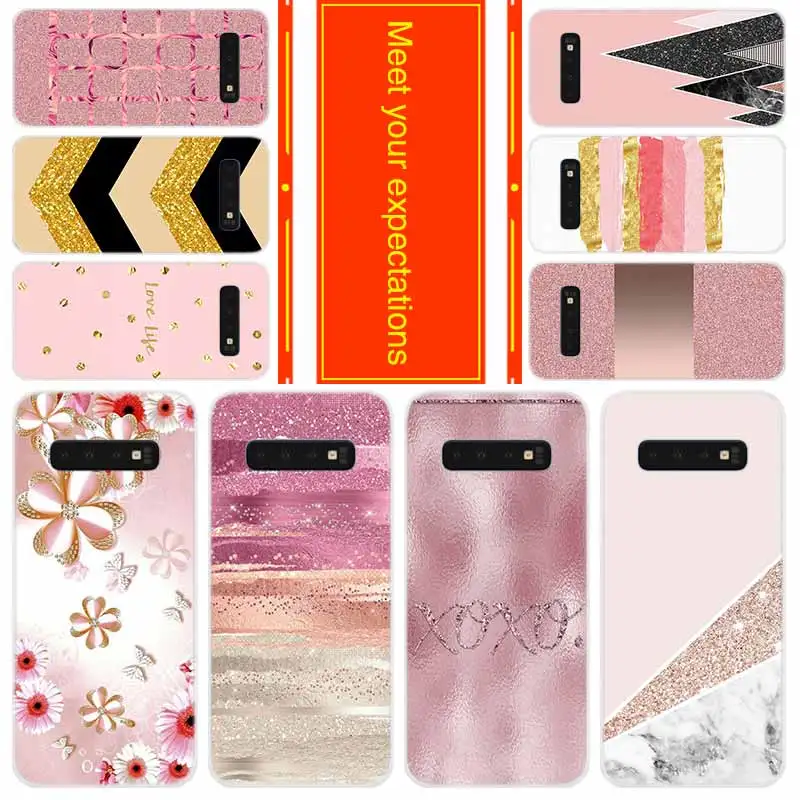 

Phone for Samsung Galaxy S10 E S9 S8 Plus S7 s6 Edge s10 plus s5 Note 10 9 8 Cover Case Gold Pink Rose Glitter