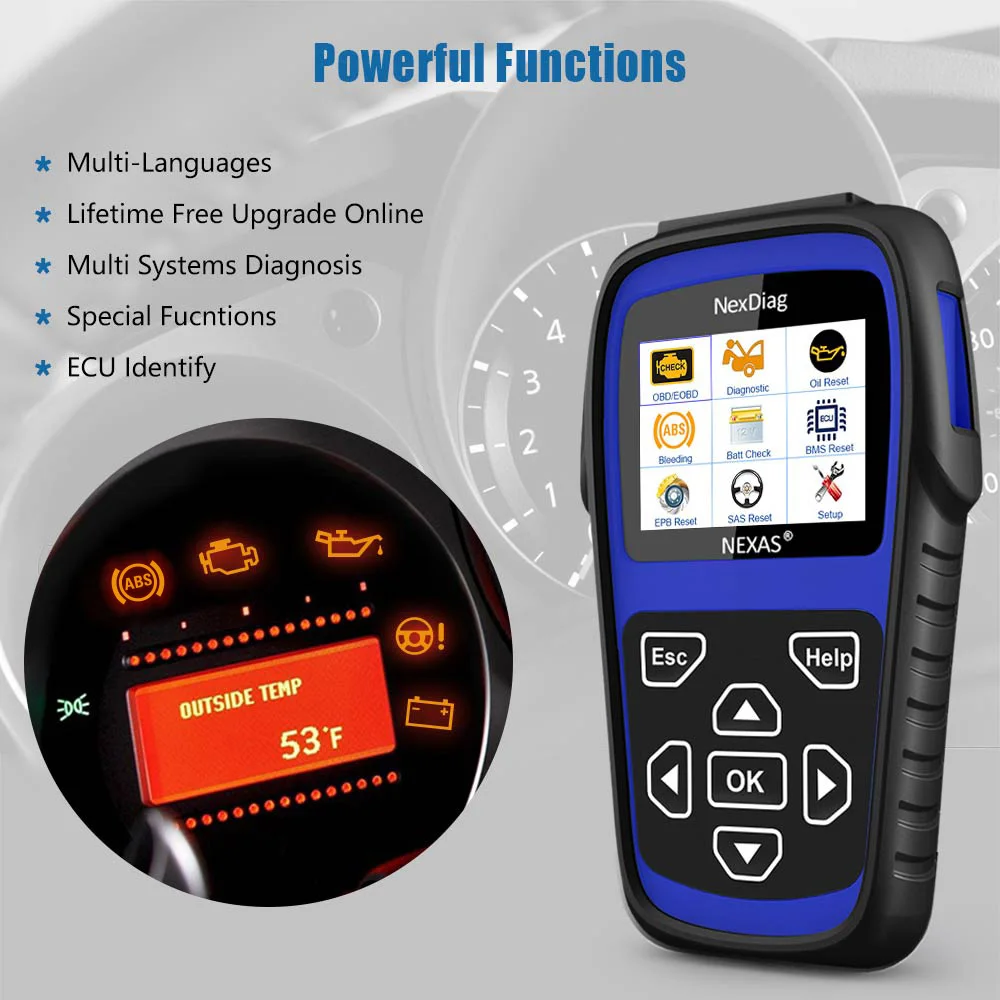 Автомобильный сканер NEXAS ND606 OBD2 для Mercedes Benz OBD 2 ABS подушка безопасности EPB сброс