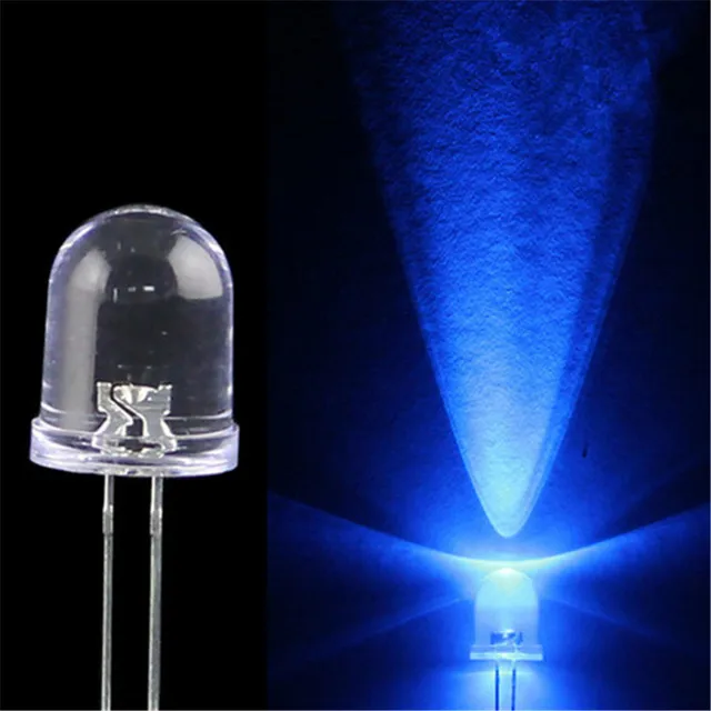 100pcs Ultra Bright LED 10mm Blue Green LEDs Light Super Bright Blue