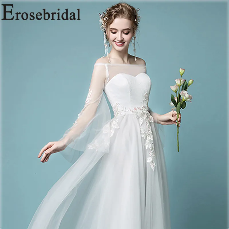 Erosebridal Новое прибытие летнее свадебное платье Тюль свадебное платье аппликация невесты Женское Платье Иллюзия платье, сделанное на заказ