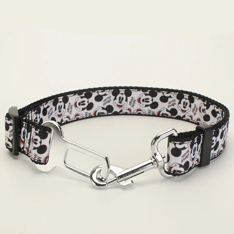 safetybelt 48 to75cm Поводок для собак, ошейник для собак, ремень безопасности, брелок, 1 дюймов лента с рисунком головы Микки - Цвет: safetybelt 48 to75cm