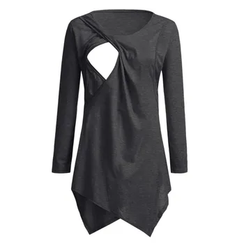 

Women's Pregnancy Circular Collar T-shirt Maternity Nursing Baby Tops ClothesBreastfeeding Blouse Long sleeve