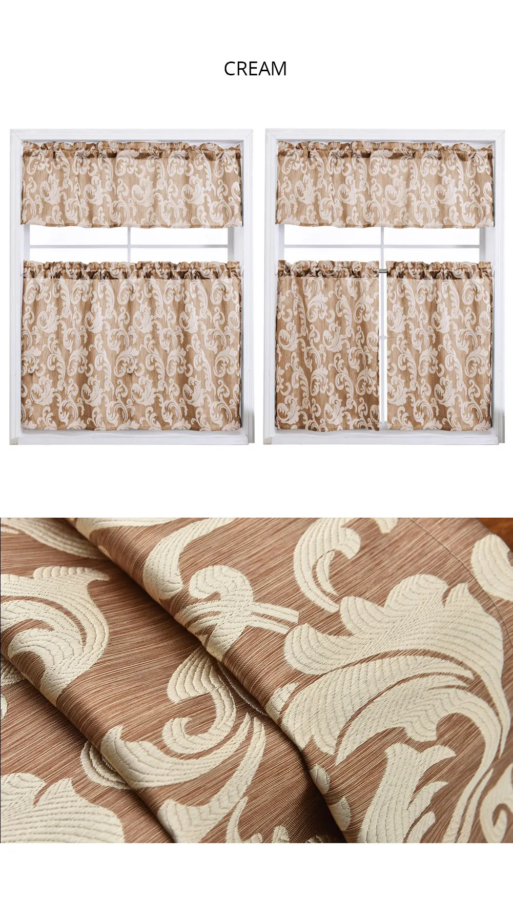 TL-SMT301_NAPEARL Short Leaves Jacquard Drops Semi Shade Curtains For Kitchen Windows European Design Fabric Rod Pocket Drapery All Match (5)