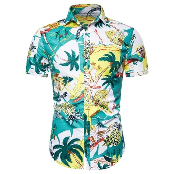 

Dropshipping7 Colors Hawaiian Floral Men's Short Sleeve Shirt Fashion Hot Sale Short Sleeve Shirt
