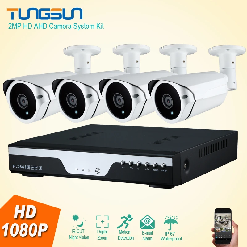 

New HD 4CH AHD 2MP Home Outdoor Video Surveillance System Kit 4 Channel Array CCTV Camera System 1080P Security Camera System