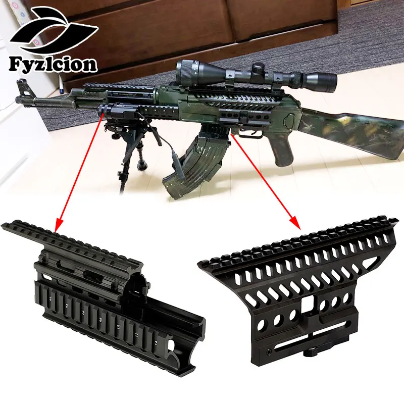 

Tactical AK47 74 AKs Quad Rails Handguard Rail+AK Side Optic Mount Scope Rail Base Quick Detach Picatinny Mounting