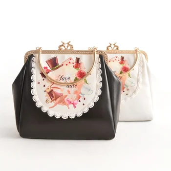 

2016 Handmade Lace Rabbit Messenger Leather PU Handbag Cross-Body Gold Hasp Clip Bag Chains Shoulder Bag Women'S Handbags Totes