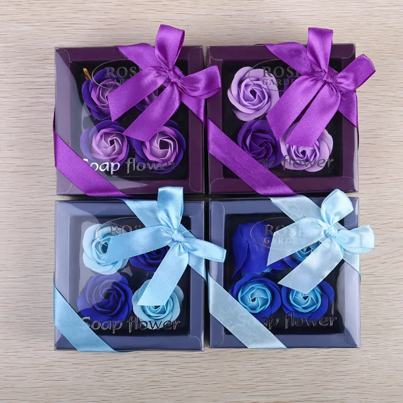 

4pcs Valentines Day Gift Scented Bath Body Petal Rose Flower Soap Wedding Gifts for Guests Souvenirs Bridesmaid Present Favors