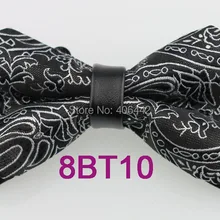 Yibei Coachella Галстуки черный низ смокинг с галстуком-бабочкой с серебром Пейсли лук Галстуки взрослых алмаз кожа выбора смокинг бабочка