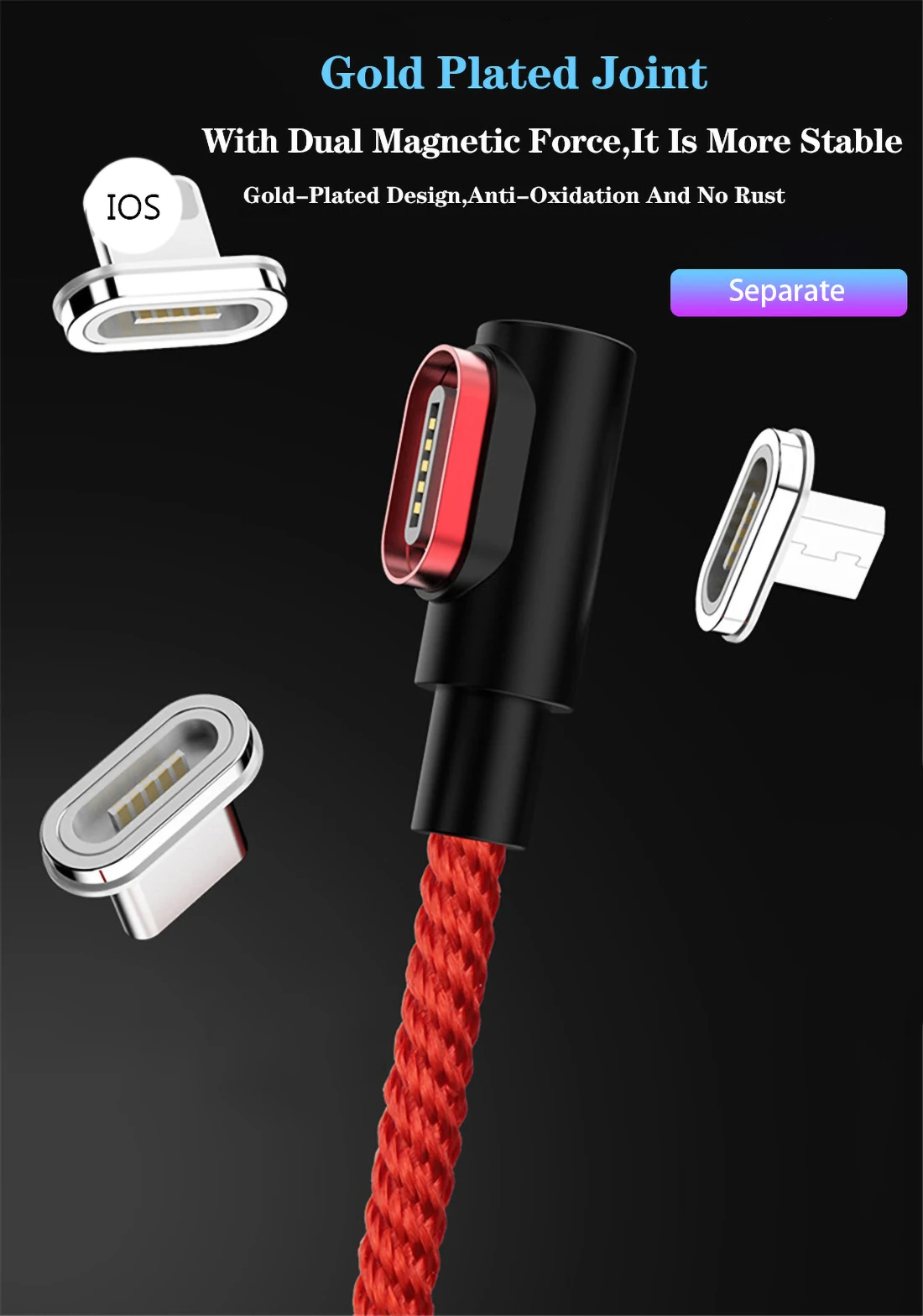 Магнитный кабель Micro usb type C для iPhone Lighting Cable 1 м 3A провод для быстрого заряда магнит на 90 градусов быстрое зарядное устройство для huawei P30