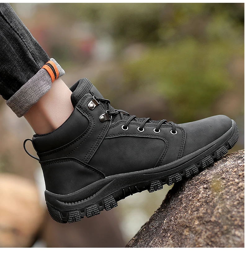 2019 г. Новая мужская туристическая обувь резиновая подошва Нескользящая плюшевая уличная спортивная обувь походная обувь высокие