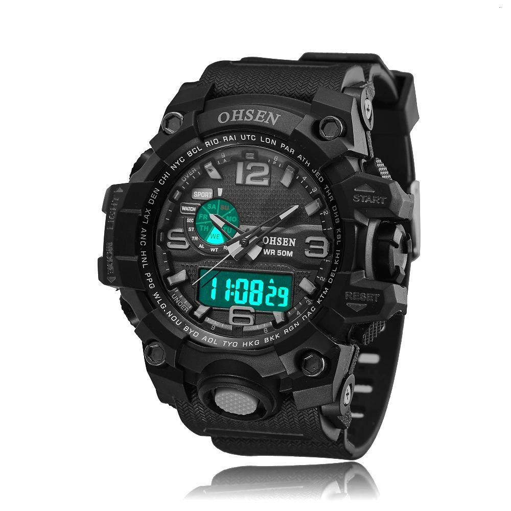 OHSEN цифровые часы бренда relojes para hombre мужские кварцевые военные спортивные