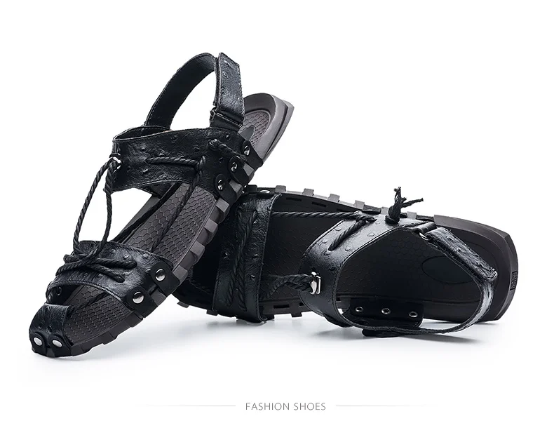 Веревка дизайн мужские сандалии Шлепанцы из натуральной кожи Для мужчин пляжные сандалии чёрный; Коричневый Открытый Zapatillas Hombre Sapato masculino