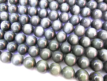 

100% Genuine Chrysoberyl Cat Eye Gemstone Round ball green Chrysoberyl jewelry Loose Beads 6-14mm Full strand 16"