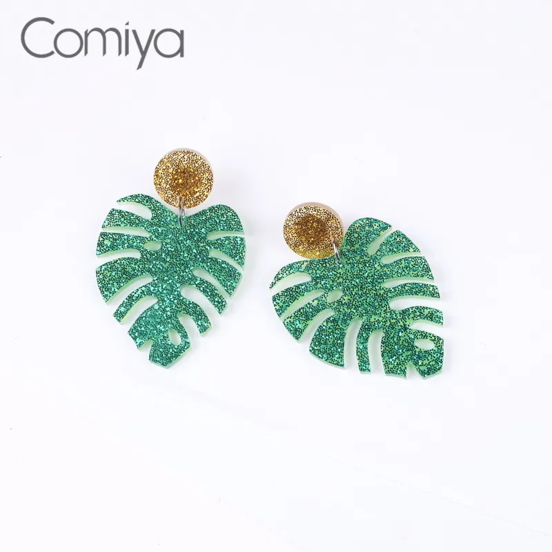 

Comiya Drop Earrings For Women Acrylic Long Pendant Brincos Leaf Pendientes Zinc Alloy Fashion Statement Jewelry For Women