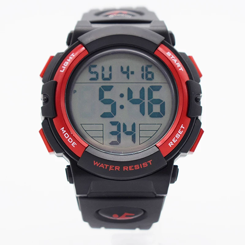 red waterproof wrist digital automatic watches for men digitais watch