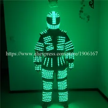 Красочные LED Световой Робот Костюм с шлем Прихватки для мангала LED Костюмы растущий свет kryoman Костюмы для бальных танцев костюм партии Одежда сцены