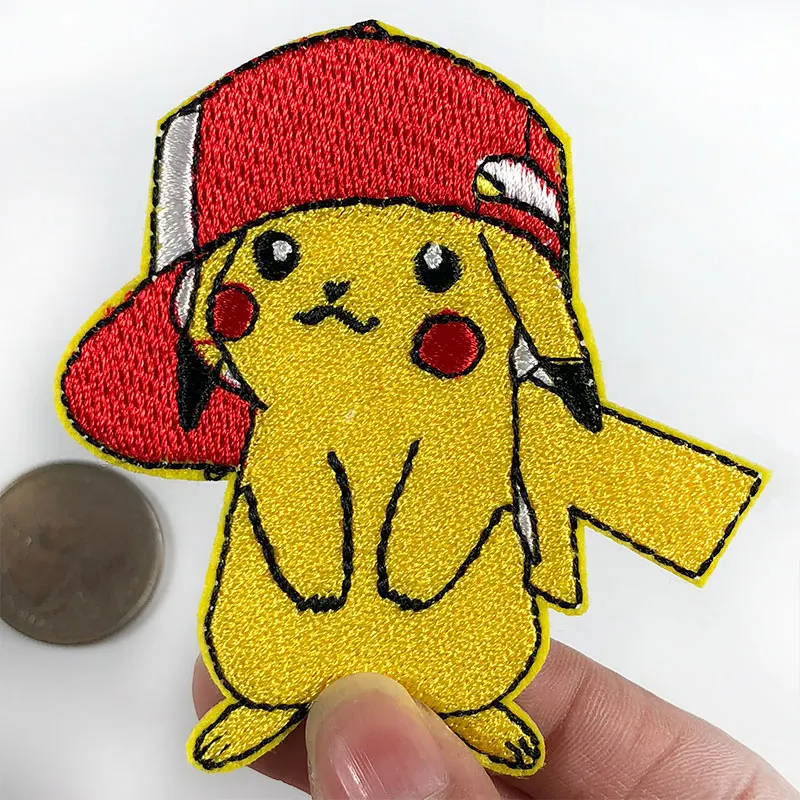 Логотип команды Pikachu Pokemon Go, нашивки на железе для одежды, 70*70 мм, серия игр, косплей костюм, вышитая эмблема, значок