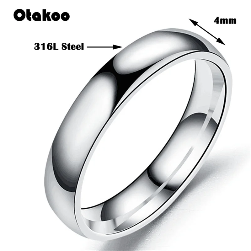 Otakoo простое гладкое серебряное кольцо из нержавеющей стали обручальное парные