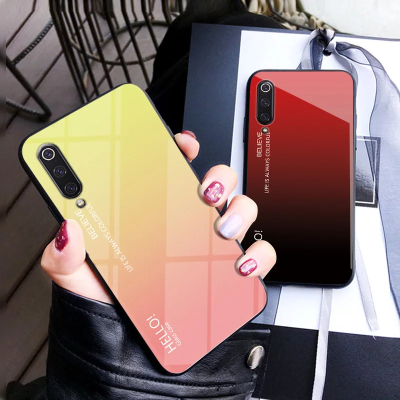 Градиентный защитный чехол из закаленного стекла для телефона Xiaomi MI 9 |