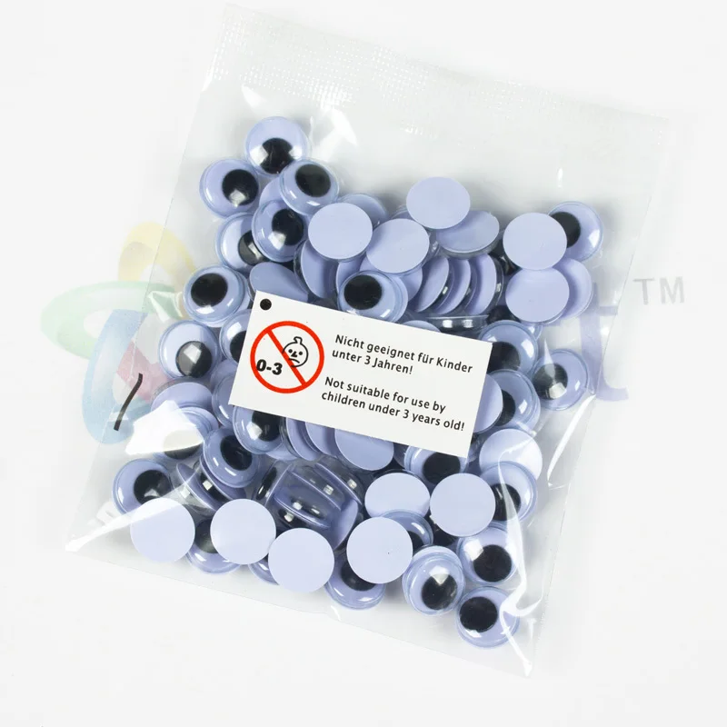 

100pcs/lot Movable toy Eye(100% Enough Quantity) Plastic eye with self-adhesive 5mm/6mm/7mm/8mm/10mm/10x8mm